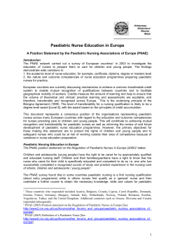 Paediatric Nurse Education in Europe