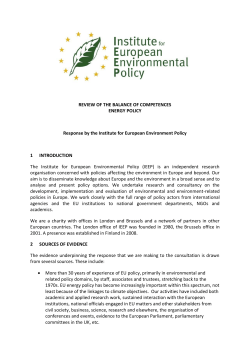 REVIEW OF THE BALANCE OF COMPETENCES ENERGY POLICY