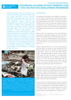 a solid investment: integrating children without parental care into the