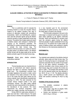 ALKALINE CHEMICAL ACTIVATION OF URBAN GLASS