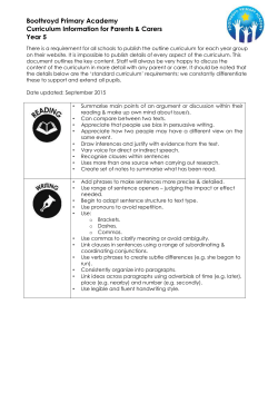 Boothroyd Primary Academy Curriculum Information for Parents