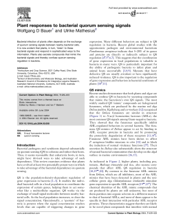 Plant responses to bacterial quorum sensing signals