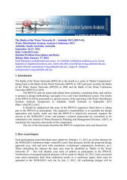 The Battle of the Water Networks II &ndash; Adelaide 2012 (BWN