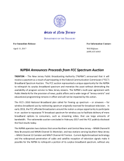 NJPBA Announces Proceeds from FCC Spectrum Auction