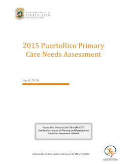 2015 PuertoRico Primary Care Needs Assessment