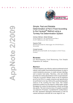 Simple, Fast and Reliable Determination of Fat in Food