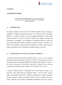 CHAPTER 2 CONSUMPTION THEORY 2.1 INTRODUCTION This