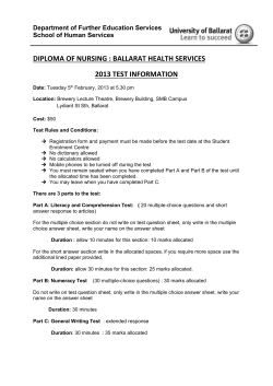BALLARAT HEALTH SERVICES 2013 TEST INFORMATION