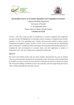 Intermediate Course on Economic Regulation and Competition