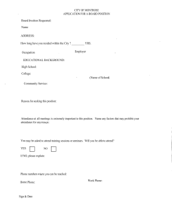 CITY OF MONTROSE APPLICATION FOR A BOARD POSITION
