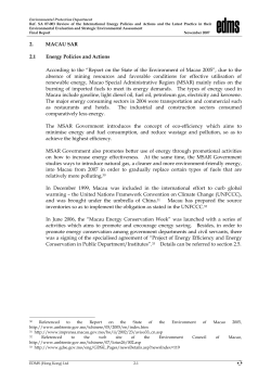 2. MACAU SAR 2.1 Energy Policies and Actions According to the