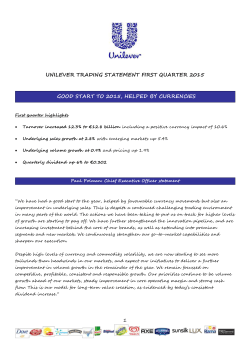 UNILEVER TRADING STATEMENT FIRST QUARTER 2015 GOOD