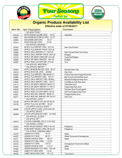 Organic Produce Availability List