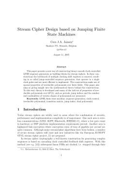 Stream Cipher Design based on Jumping Finite State Machines