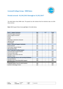 Note: NMH Support Rates shown per hour in the