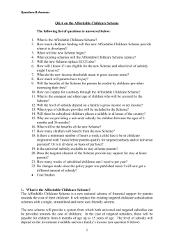 Q and A on Affordable Childcare Scheme 30-01-17