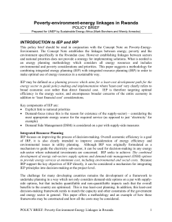 Poverty-environment-energy linkages in Rwanda - UNDP