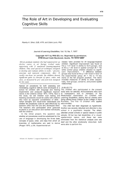 1977b* The role of art in developing and evaluating cognitive skills