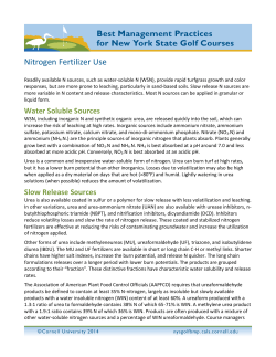 Nitrogen Fertilizer Use - Best Management Practices for New York
