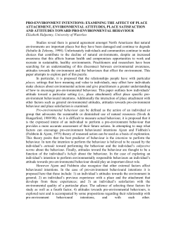 pro-environment intentions: examining the affect of place attachment