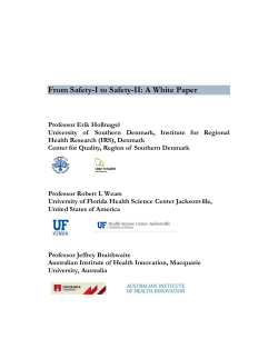 From Safety-I to Safety-II: A White Paper