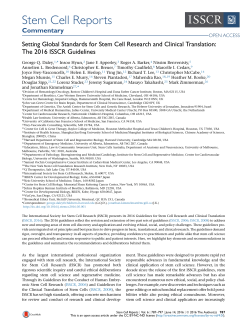 Setting Global Standards for Stem Cell Research and Clinical