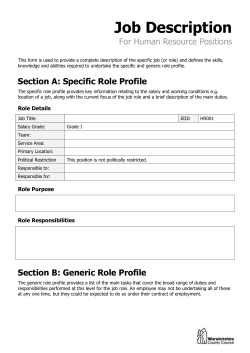 Job Description Template Level 1 HR Professional