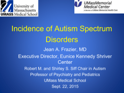 Incidence of Autism Spectrum Disorders, Jean Frazier MD