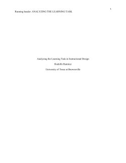 Running header: ANALYZING THE LEARNING TASK Analyzing the
