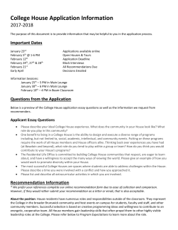 College House Application Information