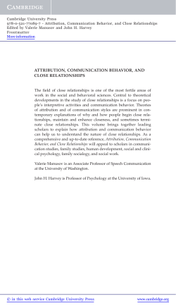 attribution, communication behavior, and close relationships