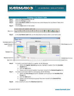 Creating a Cost Matrix Table