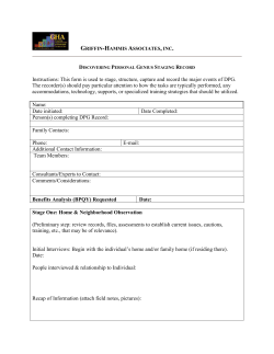 Discovering Personal Genius Staging Record