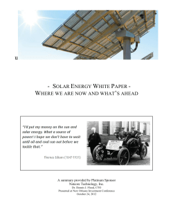 solar energy white paper - where we are now