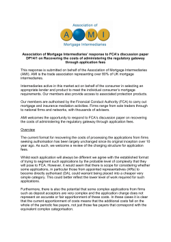 AMI`s response to FCA &ndash; Recovering the costs of administering the