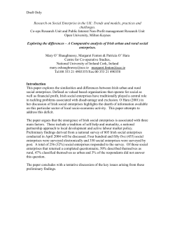 Draft Only Research on Social Enterprise in the UK: Trends and