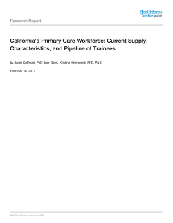 California`s Primary Care Workforce: Current Supply, Characteristics