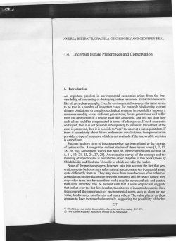 3.4. Uncertain Future Preferences and Conservation