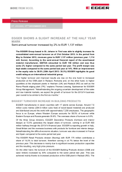 EGGER shows a slight increase at the half year mark