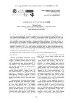 MODELLING OF AN OPTIMAL ROUTE