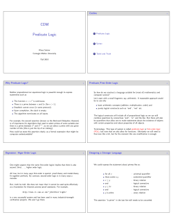 CDM Predicate Logic - Carnegie Mellon School of Computer Science