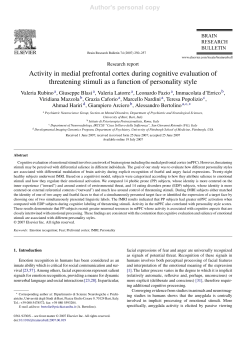 Activity in medial prefrontal cortex during cognitive evaluation