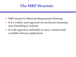 The MRP Heuristic - Industrial and Systems Engineering