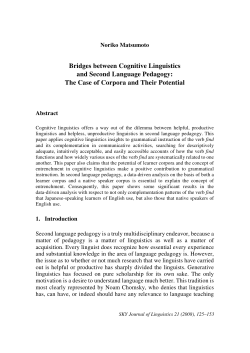 Bridges between Cognitive Linguistics and Second Language