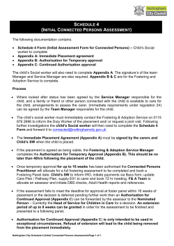 Nottingham City Schedule 4 (Initial Connected Persons Assessment)