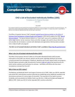 OIG`s List of Excluded Individuals/Entities (LEIE)