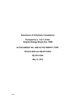 Active Energy Assurance of Voluntary Compliance - OEB