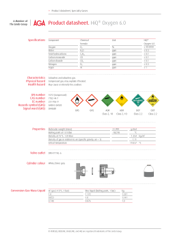Product datasheet. HiQ&reg; Oxygen 6.0