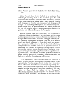 178 BOOK REVIEWS Ludwin, Dawn M. Blaise Pascal`s