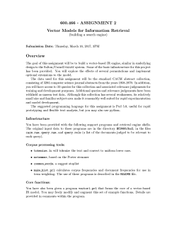 600.466 - ASSIGNMENT 2 Vector Models for Information Retrieval